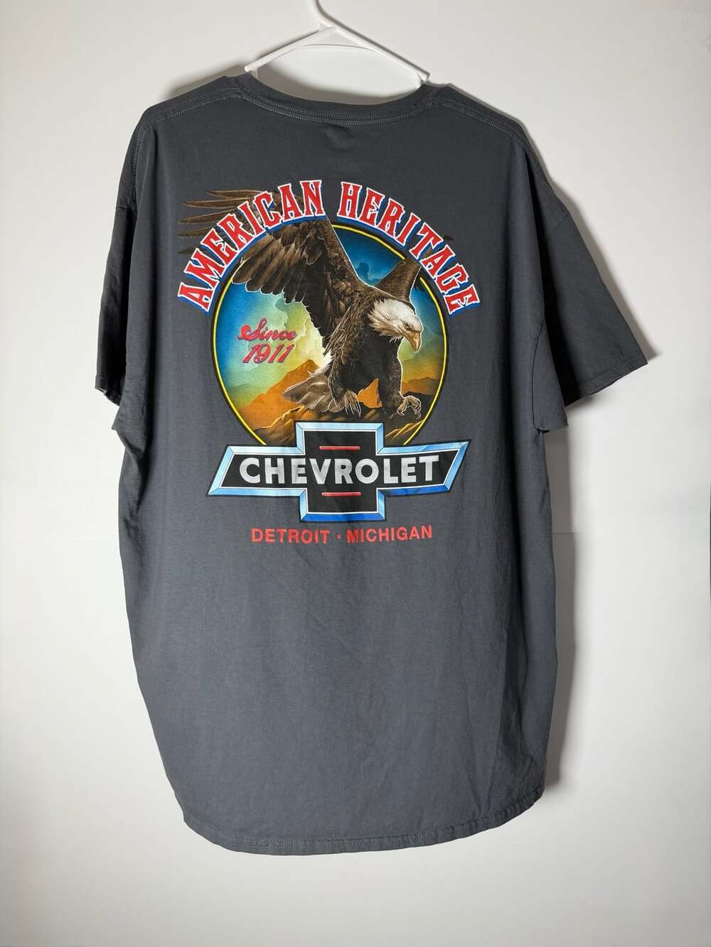 Hybrid Apparel Chevrolet American Heritage T-Shirt Size XL Gray Eagle Graphic